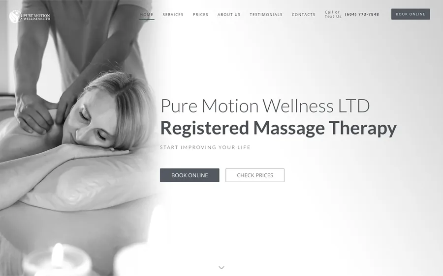 Pure Motion Wellness website